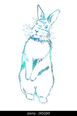 Blauer schlüpfender Hase. 2023 Jahre des Kaninchens. Vektorgrafik Stock Vektor