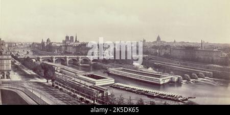 Panorama pris du Louvre montrant les quais de la seine, le Pont-Neuf et l'h&#XF4;tel de la Monnaie. 1er et 6&#XE8;ME Arrondissement, Paris, zwischen 1845 und 1858. Stockfoto