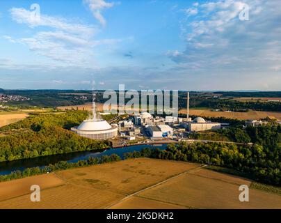 Das Kernkraftwerk Neckarwestheim in Deutschland - ein aktives Kernkraftwerk Stockfoto