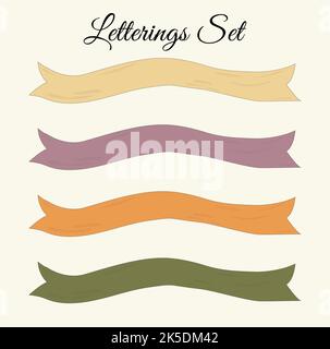 Sammlung von Bandbannern. Bunte Bänder mit Platz für eine Inschrift. Vintage Aufkleber Abzeichen Dekorative Bordüren Vektor Illustration Stockfoto