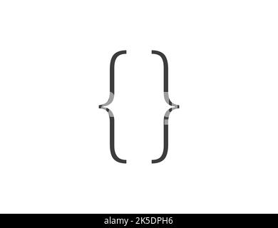 Geschweifte Klammer, Klammer, Codesymbol. Vektorgrafik. Stock Vektor