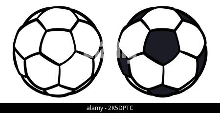 Paar Fußballbälle in Umrissen und traditionellen Farben im Cartoon-Stil entworfen. Stock Vektor