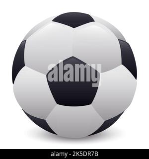 Realistischer Fußball in Schwarz und Weiß. Design in Verlaufseffekt auf weißem Hintergrund. Stock Vektor