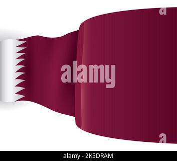 Qatar Flagge mit winkender und glänzender Wirkung, isoliert auf weißem Hintergrund. Stock Vektor