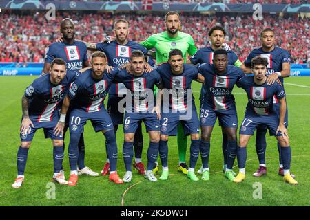 05. Oktober 2022. Lissabon, Portugal. Paris Saint-Germain Startmannschaft für das Spiel der Runde der Gruppe H 3. für die UEFA Champions League, Benfica gegen Paris Saint-Germain © Alexandre de Sousa/Alamy Live News Stockfoto