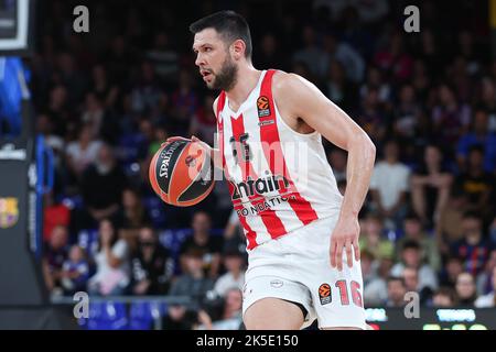 Barcelona, Spanien. 07. Oktober 2022. Kostas Papanikolaou von Olympiacos Piraeus während des Euroleague-Spiels von Turkish Airlines zwischen dem FC Barcelona und Olympiacos Piraeus im Palau Blaugrana in Barcelona, Spanien. Bild: DAX Images/Alamy Live News Stockfoto