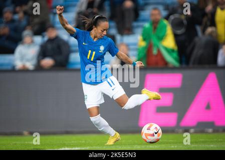 Oslo, Norwegen. 07. Oktober 2022. Adriana (11) aus Brasilien, die während des Frauenfußballfreundschaftspiels zwischen Norwegen und Brasilien im Ullevaal Stadion in Oslo gesehen wurde. (Foto: Gonzales Photo/Alamy Live News Stockfoto