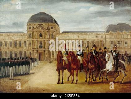 Bewertung vorbei vor dem Tuileries Palast, um 1820. Aktuelle 1. Arrondissement, zwischen 1815 und 1825. Stockfoto