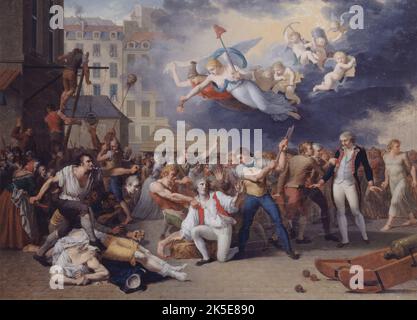 Le marquis de Pelleport (1754-1807) tente, en vain, de sauver le major de la Bastille, Antoine-J&#xe9;r&#XF4;me de Losme-Salbray, le 14 juillet 1789, c1789. Stockfoto