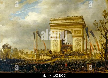 La f&#xea;te de la Fraternit&#xe9;, le 20 avril 1848, place de l'&#xc9;toile : Distribution des drapeaux &#XE0; la Garde nationale, 1848. Stockfoto