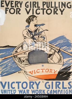 „Every Girl Pulling for Victory“, „Victory Girls United war Work Campaign“, c1918. [Herausgeber: Harper Publications; Ort: New York] Stockfoto