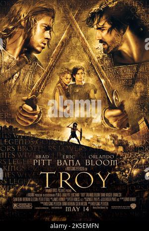 BRAD PITT, DIANE KRUGER, ORLANDO BLOOM, ERIC BANA FILMPOSTER, TROY, 2004 Stockfoto