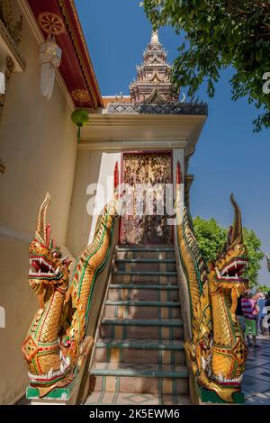 Treppe bis zu einem der Tempel Zimmer des Mönchs. Stockfoto