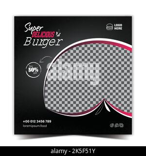 Food-Menü Social-Media-Post, editierbare Social-Media-Vorlagen für Werbeaktionen auf dem Food-Menü, Social-Media-Story und Post-Frame. Stock Vektor