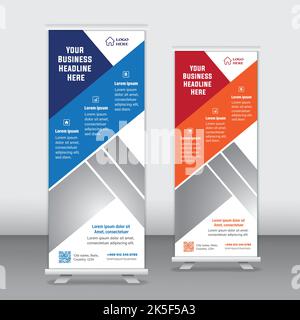 Roll-up-Banner-Vorlage, Real-State-Roll-up-Banner, Corporate x Banner-Vorlage Stock Vektor