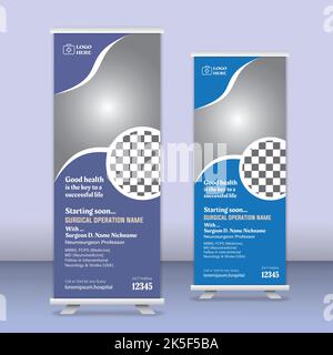 Roll-up-Banner-Vorlage, Roll-up-Banner für das Gesundheitswesen, Medical x-Banner-Vorlage Stock Vektor