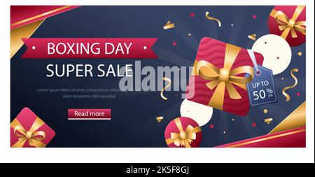 Gradient Boxing Day horizontale Banner Vorlage Vektor-Illustration. Stock Vektor