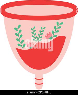 Menstruationstasse mit Blumen Stock Vektor