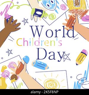 Flache Welt Kindertag Vektor-Illustration. Stock Vektor