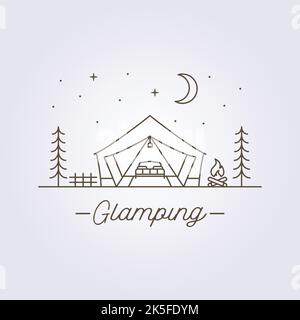 Linie Art Glamping Camp Logo Vektor Illustration Design Stock Vektor