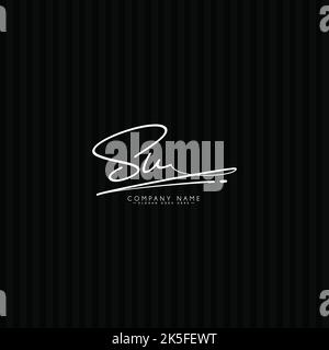 Anfangsbuchstabe SU-Logo - handgeschriebenes Logo im Signaturstil - Signaturlogo im Monogramm Stock Vektor