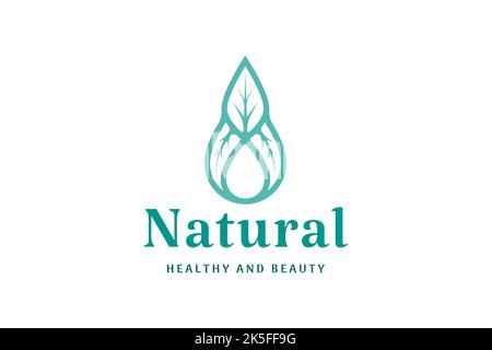 Beauty Care-Logo in Form von Öltropfen-Blättern Stock Vektor