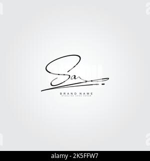 Anfangsbuchstabe SA-Logo - handgezeichnetes Logo im Signaturstil - Signature-Monogramm-Logo Stock Vektor