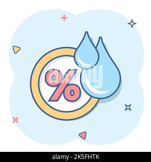 Luftfeuchtigkeit Symbol im Comic-stil. Klima vektor Cartoon Illustration auf weißem Hintergrund isoliert. Temperatur Prognose Geschäftskonzept splash Wirkung. Stock Vektor