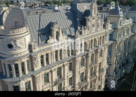 Jugendstil-Architektur - Gebäudefassade der Stadt Riga Stockfoto