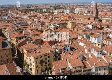Verona Italien Luftbild, Blick über die Altstadt von Verona, Italien Stockfoto