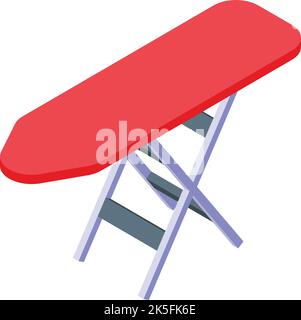 Isometrischer Vektor mit rotem Bügelbrettsymbol. Bügeleisen für Ihr Zuhause. Waschmaschine Stock Vektor