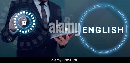 Handschriftentext Englisch. Internet-Konzept möglich Kommunikation zwischen Ländern die einzige gemeinsame Sprache Stockfoto