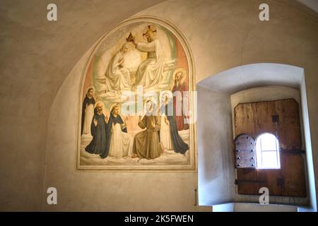 Fresko von Fra Angelico an der Wand einer Mönchszelle im San Marco Museum Florenz Italien Stockfoto