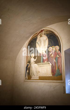 Fresko von Fra Angelico an der Wand einer Mönchszelle im San Marco Museum Florenz Italien Stockfoto