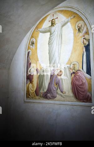 Fresko von Fra Angelico an der Wand einer Mönchszelle im San Marco Museum Florenz Italien Stockfoto