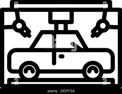 3D Auto-Druckstand Symbol Umriss Vektor. Druckerdesign. Fahrzeug drucken Stock Vektor