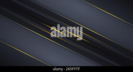 Dunkelgrauer abstrakter Hintergrund mit gelber heller Linie. Stock Vektor