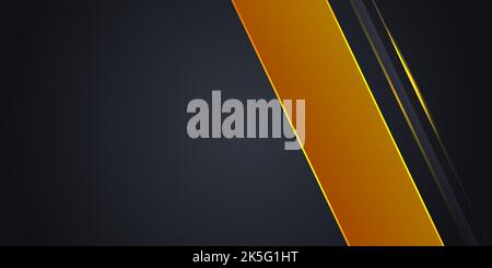 Dunkelgrauer abstrakter Hintergrund mit gelber heller Linie auf leerem Raum. Stock Vektor