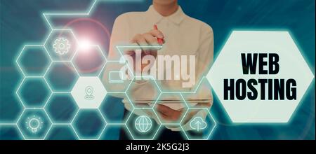 Textüberschrift mit Web-Hosting. Internet Concept Business ermöglicht den Zugriff auf einen Server, um Daten auf einer Website zu speichern Stockfoto