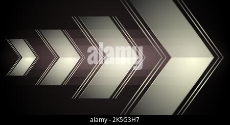 Abstrakte goldene Pfeile metallisch auf dunklem Hintergrund. Luxuriöses Design mit Überlappungsrichtung. Futuristische, moderne Kulisse. Vektorgrafik EPS10. Stock Vektor