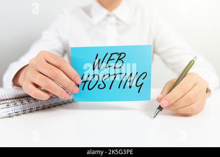 Textüberschrift mit Web-Hosting. Internet Concept Business ermöglicht den Zugriff auf einen Server, um Daten auf einer Website zu speichern Stockfoto