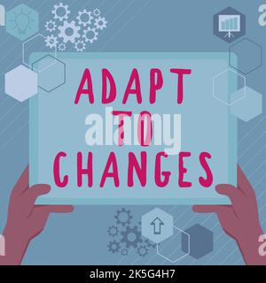Inspiration zeigt Zeichen anpassen an Veränderungen. Wort geschrieben über Neue Chancen nutzen Wachstum Anpassung Fortschritte Stockfoto