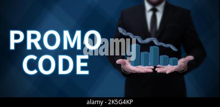 Handschrift Text Promo Code. Internet-Konzept digitale Zahlen, die Ihnen einen guten Rabatt auf bestimmte Produkt Stockfoto