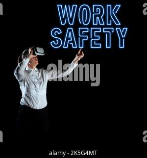 Text mit Inspiration Arbeitssicherheit. Business-Ansatz Präventivmaßnahmen von Unternehmen zum Schutz der Gesundheit der Arbeitnehmer angewendet Stockfoto