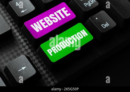 Konzeptionelle Bildunterschrift Website-Produktion. Unternehmensübersicht Erstellen von Websites mit Layout-Inhalt und Grafikdesign Stockfoto