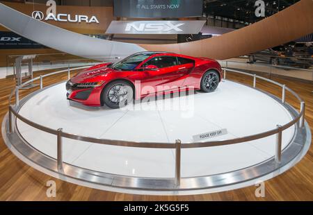 CHICAGO, IL/USA - 13. FEBRUAR 2015: 2016 Acura NSX Car, Chicago Auto Show (CAS). Stockfoto