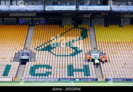 Norwich, Großbritannien. 08. Oktober 2022. Ein allgemeiner Blick auf den Boden vor dem Sky Bet Championship-Spiel zwischen Norwich City und Preston North End in der Carrow Road am 8. 2022. Oktober in Norwich, England. (Foto von Mick Kearns/phcimages.com) Credit: PHC Images/Alamy Live News Stockfoto