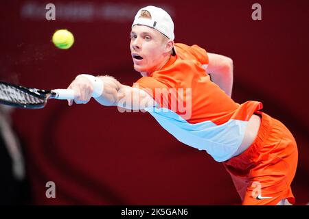 Tokio, Japan. 7. Oktober 2022. Denis Shapovalov (CAN), 7. Oktober 2022 - Tennis : Einzel-Viertelfinale zwischen Denis Shapovalov (CAN) 2-0 Borna Coric (CRO) im Ariake Colosseum während der Rakuten Japan Open Tennis Championships 2022 in Tokio, Japan. Quelle: SportsPressJP/AFLO/Alamy Live News Stockfoto