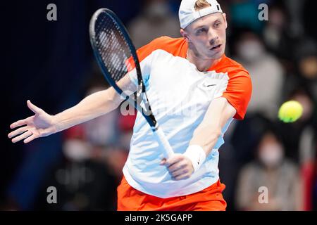 Tokio, Japan. 7. Oktober 2022. Denis Shapovalov (CAN), 7. Oktober 2022 - Tennis : Einzel-Viertelfinale zwischen Denis Shapovalov (CAN) 2-0 Borna Coric (CRO) im Ariake Colosseum während der Rakuten Japan Open Tennis Championships 2022 in Tokio, Japan. Quelle: SportsPressJP/AFLO/Alamy Live News Stockfoto