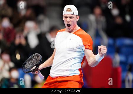 Tokio, Japan. 7. Oktober 2022. Denis Shapovalov (CAN), 7. Oktober 2022 - Tennis : Einzel-Viertelfinale zwischen Denis Shapovalov (CAN) 2-0 Borna Coric (CRO) im Ariake Colosseum während der Rakuten Japan Open Tennis Championships 2022 in Tokio, Japan. Quelle: SportsPressJP/AFLO/Alamy Live News Stockfoto